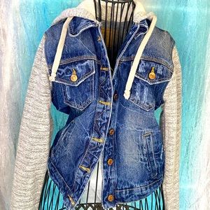 Amethyst Jeans women’s jean jacket with sweatshirt sleeves